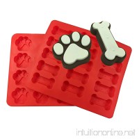 REXWAY 2 Pack Food Grade Dog Pet Bones & Paws Large Silicone Baking Molds Homemade Dog Treats Chocolates Cakes Cookies and Ice Cubes for Pets Kids and Dog-lovers - B073Y8S354